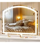 Hasipu Arch Vanity Mirror with Light, Arched Led Makeup Mirror with 10X Magnification, Tabletop D...