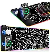 XXL Mouse Pad with Phone Holder, RGB Desk Mat with 15W Fast Charging, LED Large Gaming Mouse Pad ...