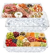 FRUIID Chilled Serving Trays for Parties, 2 Set 16" x 9'' Platter | Rectangle Cold Tray, Keep Foo...