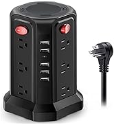Power Strip Tower Surge Protector, 16.4 FT Extension Cord with 12 AC Outlets 5 USB Charging Ports...