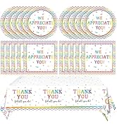 41Pcs We Appreciate You Decorations Rainbow Color Thank You Tableware Set Graduation Decor with P...