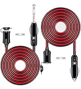 2PCS 13FT 12V/24V Heavy Duty Cigarette Lighter Extension Cable 16AWG, 156W/15A Male Plug to Femal...