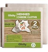 Olicity Cheese Cloths, 2Pack, Grade 100, 20x20Inch Hemmed Precut Cheese Cloth Reusable Muslin Che...