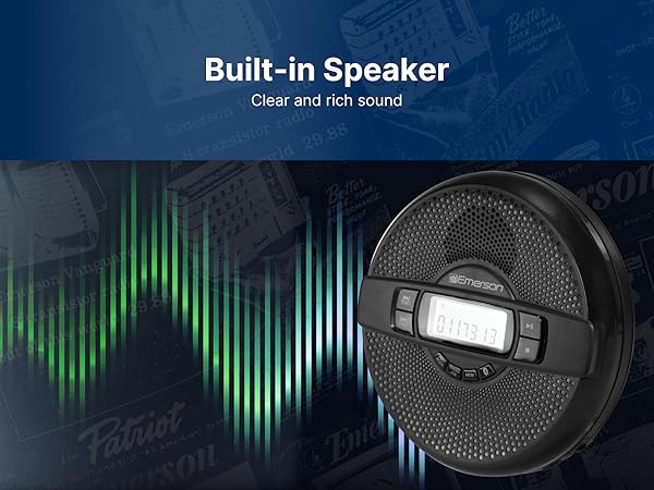 CD crisp audio delivered by the built-in speaker, providing a delightful CD-listening experience.
