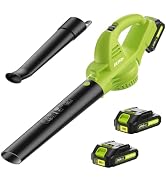 Leaf Blower Cordless with 2 Battery and Charger, 130MPH 180CFM High Speed Leaf Blower with 2 Tube...