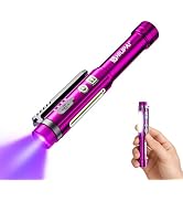 Rechargeable Pen Flashlight with UV Light and COB White Light,395nm Black Flashlight with Magneti...