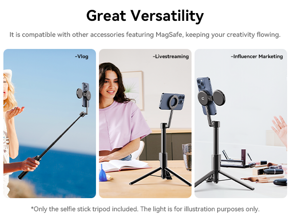 ULANZI 54'' Magnetic Selfie Stick Tripod Pro, All-in-One Phone Tripod w Magnetic Phone Holder