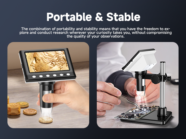 coin microscope with screen