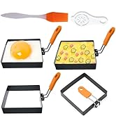 Large 4 Pcs 4 Inch Sqaure Egg Ring for Griddle Frying Egg,4" Non-stick Stainless Steel Square Egg...