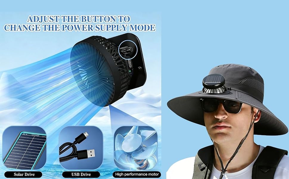 Solar Fan Hat,Hat with Fans Solar Power