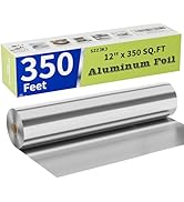 Aluminum Foil Roll, 12in x 350ft Aluminum Foil, Thick Strong Tin Foil with Cutter, Food Safe Clin...