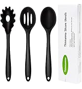 Silicone Cooking Spoons, Heat Resistant Large Silicone Pasta Slotted Spoon Solid Basting Spoon se...