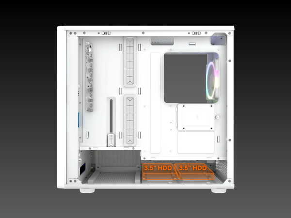 Houses up to 2x 3.5" HDDs.