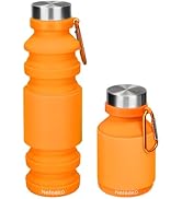 Nefeeko Collapsible Water Bottle, Reuseable BPA Free Silicone Foldable Water Bottles for Travel G...