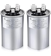 Frienda 2 Pcs 45+5 MFD 45/5 uf ±6% 370V or 440V VAC Dual Run Round Capacitor, 45 5 Start Capacito...