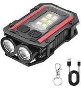 SUNPRO Mini Keychain Flashlight with Clip, 8 Modes Pocket Flash Light, Red Blue COB Side Light, T...