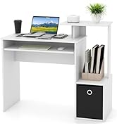 Giantex White Computer Desk with Drawers &amp; Keyboard Tray, Modern Home Office Desk with Storage Sh...