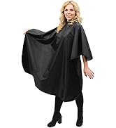ForPro Poly Chemical Cape, Professional Hair Salon Styling Cape with Adjustable Snap Closure, Bla...