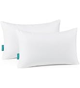 Oubonun 12 x 20 Down Feather Pillow Inserts - Fluffy and Plush Odor-Free Fill - 100% Breathable C...