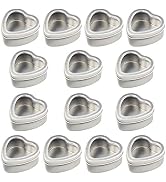 14-Pack 2oz Empty Heart Shaped Silver Metal Tins with Clear Window for Candle Making, Candies, Gi...
