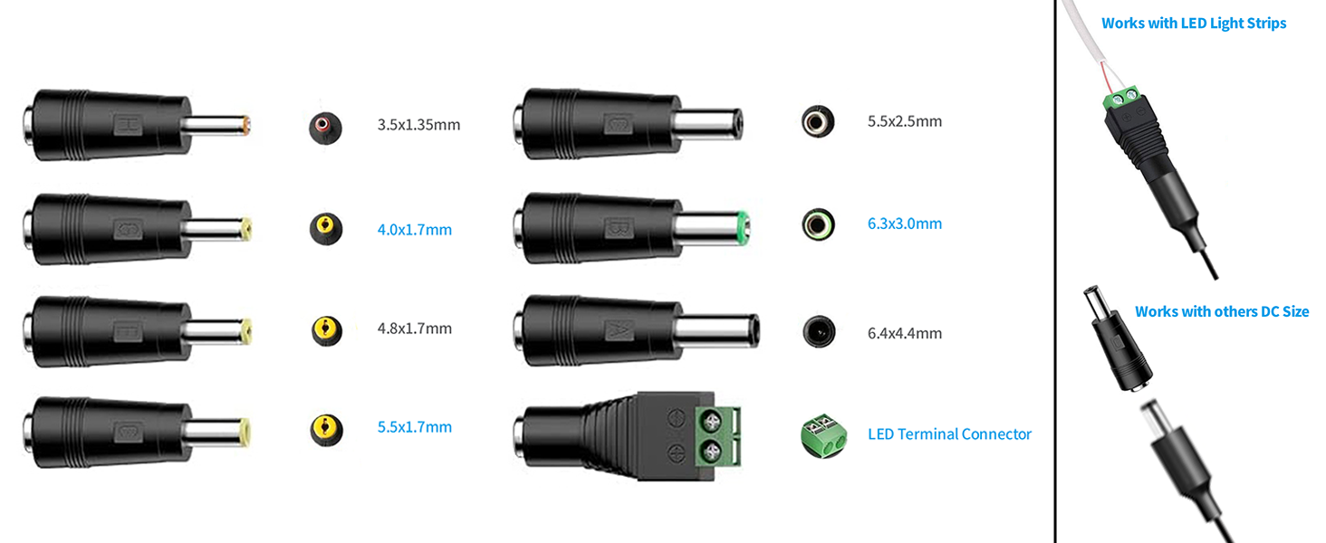 universal power cord with 8 tips