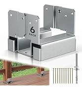 6 Pcs 4x4 Post Base for Concrete, 4x4 Post Brackets for Wood Posts, Galvanized Decking 4 x 4 Conc...