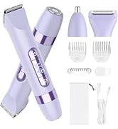 Hatteker 4-in-1 Women's Electric Razor, Dual-Head Body Hair Trimmer for Women, IPX7 Waterproof Re...