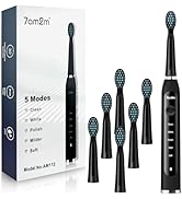 7AM2M Sonic Electric Toothbrush for Adults High Power Rechargeable Toothbrushes with 6 Brush Head...
