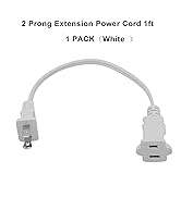 2 Prong Extension Cable 1 FT,Flexible Small Power Cord 0.3m for Office or Home,US Male/Female Whi...