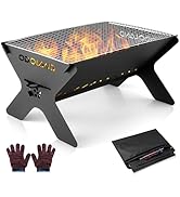 Odoland Camping Campfire Grill, Portable Folding Charcoal Grills, Backpacking BBQ Grill, Heavy Du...