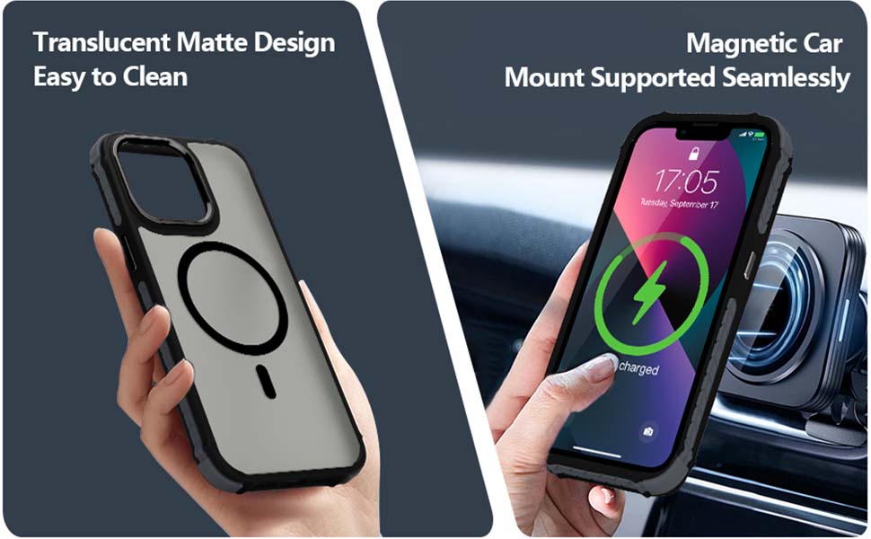 iPhone 13 pro phone case compatible with multiple magnetic accessories.