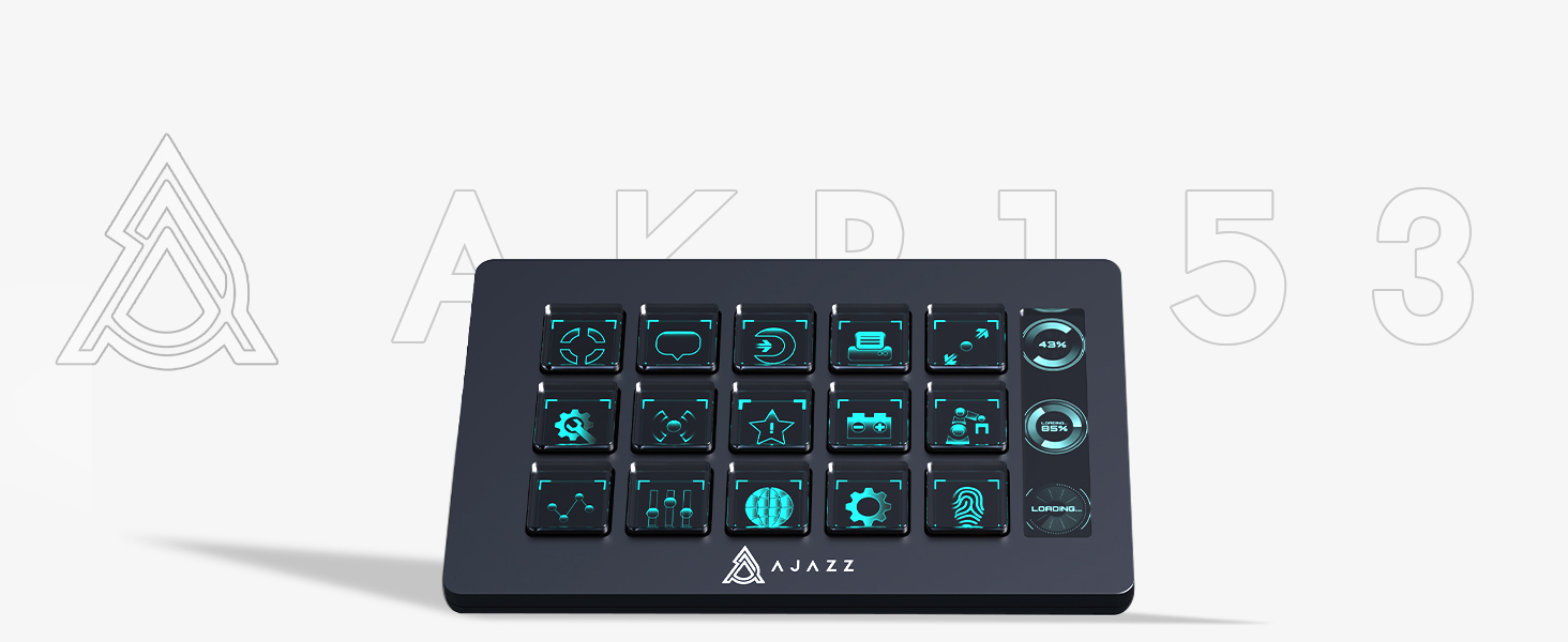 AKP153 stream controller with 15 LCD key and 1 side screen display