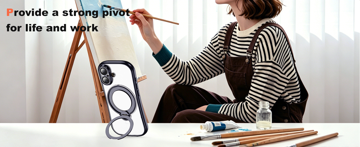 Clear Phone Case with 360° Rotatable Magnetic Stand