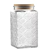 ANSQU Vintage Glass Storage Jar, 34 FL OZ Glass Food Storage Containers with Bamboo Wooden Lid, A...