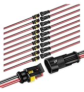 Nilight - 50020R 2Pin Way 16AWG Waterproof Wire 1.5mm Series Terminal Connector-10 Pack,2 Years W...