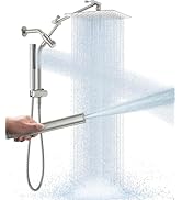 Veken All Metal 10" Brushed Nickel Shower Head with Handheld, Luxurious Square High Pressure Doub...