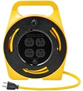 LEPENEL 25 Ft Hand Wind Retractable Extension Cord Reel,16 AWG/3C SJTW Power Cord,4 Grounded Outl...