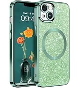 DOMAVER for iPhone 13 Case, Phone Cases with Magnetic [Compatible with MagSafe] Luxury Clear Glit...