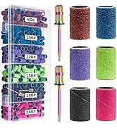 Difenni Sanding Bands for Nail Drill,300Pcs Nail Sanding Bands 80#100#120#150#180#240#Different G...