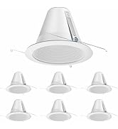 Anyhome 6 Pack Can Light Baffle,6 Inch White Baffle Recessed Can Light Trim,Recessed Can Trim Ant...