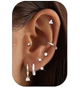 Jstyle Hypoallergenic Surgical Steel Earrings for Women 14K Gold Earring Stack Set Stainless Stee...