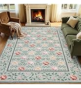 GarveeHome Floral Living Room Rugs, Washable 8x10 Area Rug Vintage Soft Boho Non-Slip Carpet Indo...