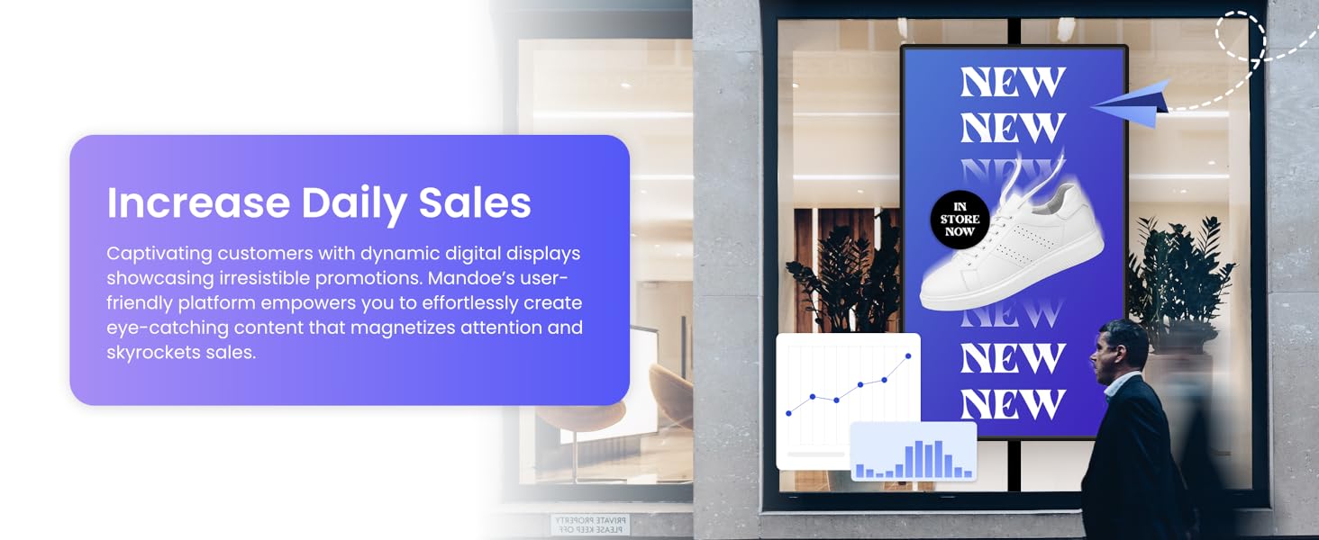 Mandoe Media modern digital display board presenting dynamic visuals and relevant information