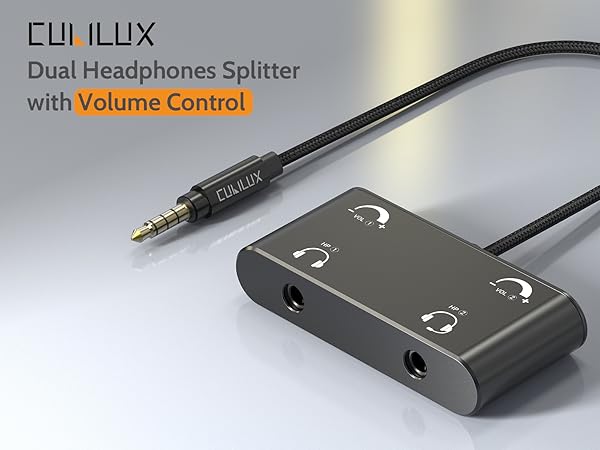 3.5mm dual headphone splitter support volume control
