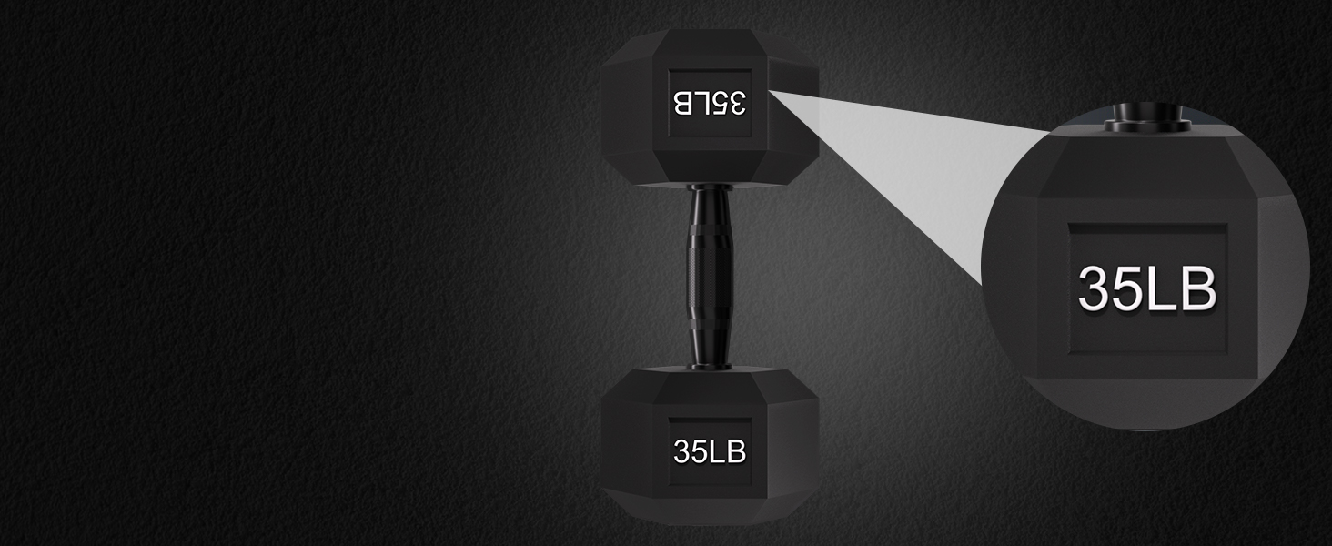 Fitvids Rubber Encased Exercise &amp; Fitness Hex Dumbbell, Hand Weights with Handle, Multiple Sizes