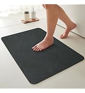 Quick Dry Bath Mat, Bathroom Rugs Non Slip Washable Thin Absorbent Bath Mat Fits Under Door Bathr...
