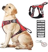 WINSEE Service Dog Vest No Pull with 7 Dog Patches+ID Tag, Reflective Pet Harness with Durable So...