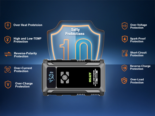 car jumps starter with 10 safety modes