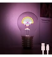 Fieldspark Rainbow Shaped E40 Rechargeable Light Bulbs, LED Neon Table Cordless Light, Edison Art...