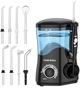 TUREWELL Water Dental Flosser for Teeth/Braces, Water Teeth Cleaner 8 Jet Tips and 10 Pressure Le...